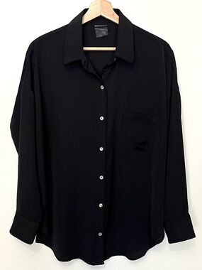 Negative • M/L • Supreme Shirt Black Button Down Luxury Loungewear Sleep Shirt